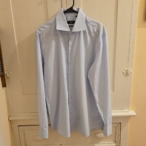 Hugo Boss light blue mens l/s dress shirt Sz 17 Slim